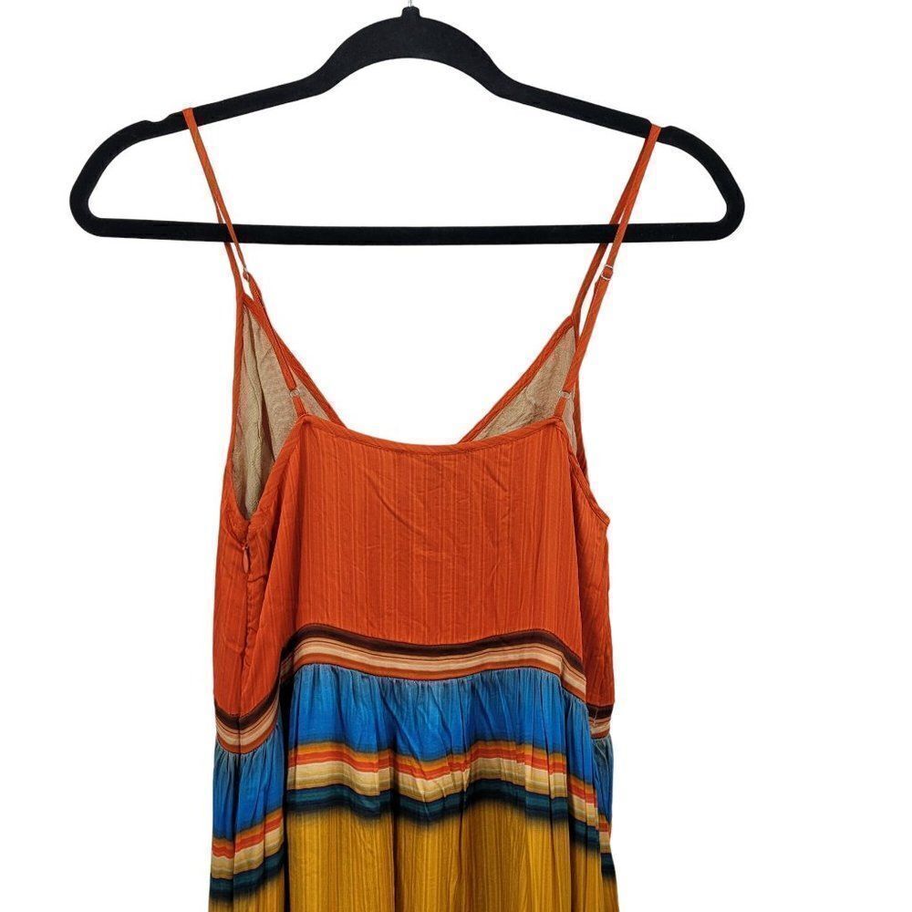 Anthropologie Tanvi Kedia V-Neck Colorblock Midi Dress M Sleeveless Tiered Pleat - Picture 6 of 10